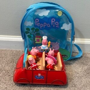 Peppa Pig 🐷 Red Car Playset with Backpack!
